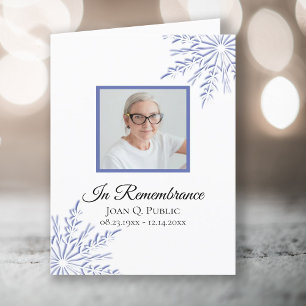 Elegant Blue Winter Snowflakes Funeral Sympathy Thank You Card