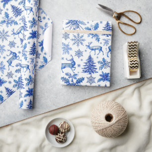 Elegant Blue Winter Wonderland Christmas Gift Wrap