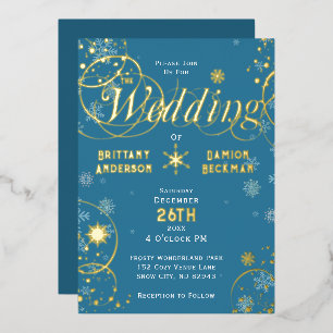 Elegant Blue Winter Wonderland Wedding Gold
