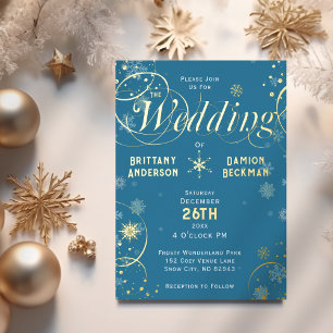 Elegant Blue Winter Wonderland Wedding Gold