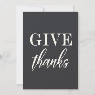 Elegant blue with beige chic "Give Thanks" Quote Thank You Card