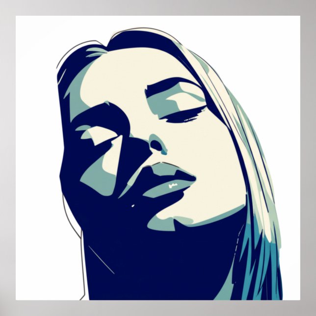 Elegant Blue Woman Portrait Poster (Front)