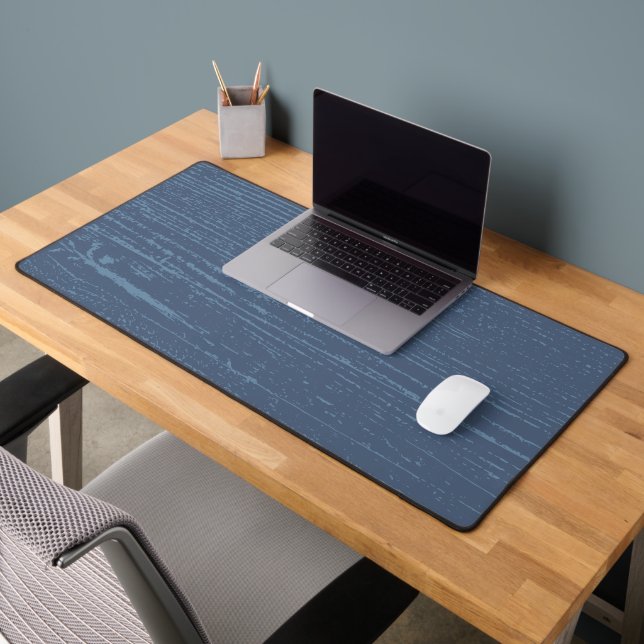 Elegant Blue Wood Grain Desk Mat (Office 2)