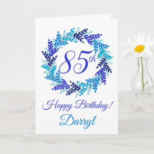 Elegant Blue Wreath 85th Birthday Card