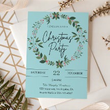 Elegant Blue Wreath Christmas Party 