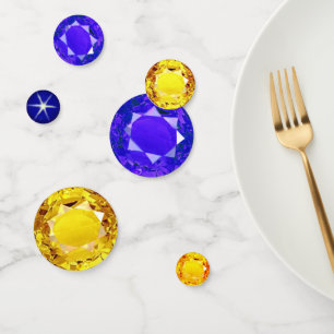 Elegant Blue & Yellow Gemstones Confetti