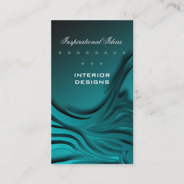 Elegant Blue Zebra Print Business Card (Front)