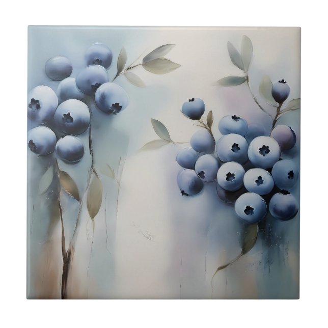 Elegant blueberries Art Tile (Front)