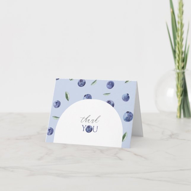Elegant blueberry Baby Shower Thank You Card (Front)