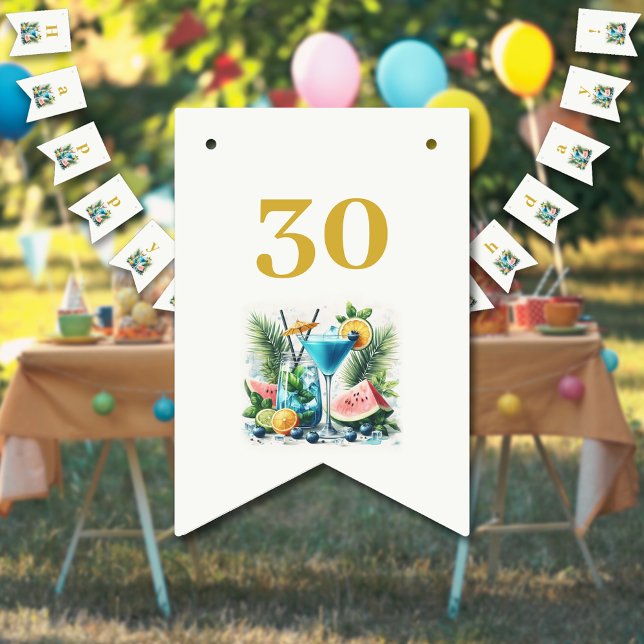 Elegant Blueberry Brunch 30th Birthday Celebration Bunting (Creator Uploaded)