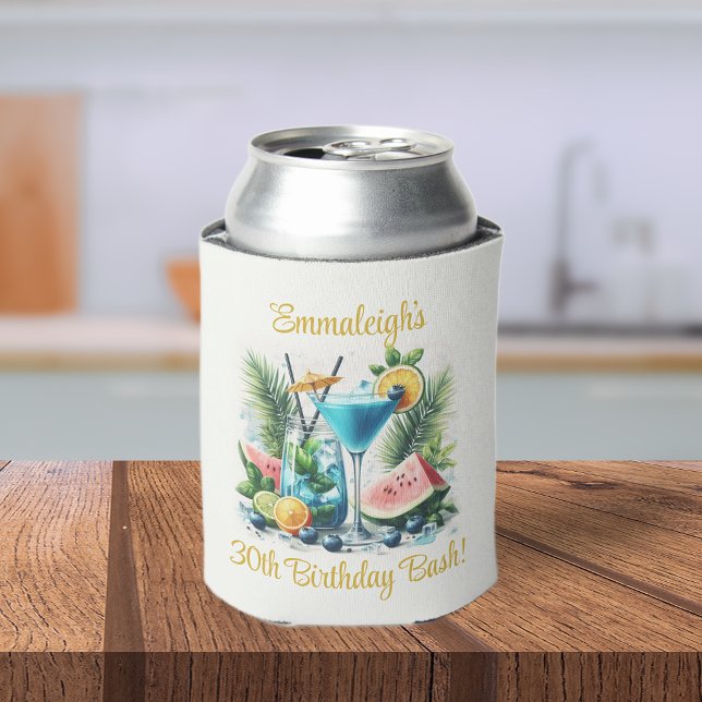 Elegant Blueberry Brunch 30th Birthday Celebration Can Cooler (Creator Uploaded)