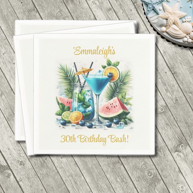 Elegant Blueberry Brunch 30th Birthday Celebration Napkin (Creator Uploaded)