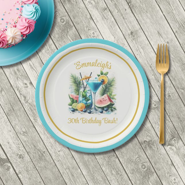 Elegant Blueberry Brunch 30th Birthday Party Paper Plate (Creator Uploaded)