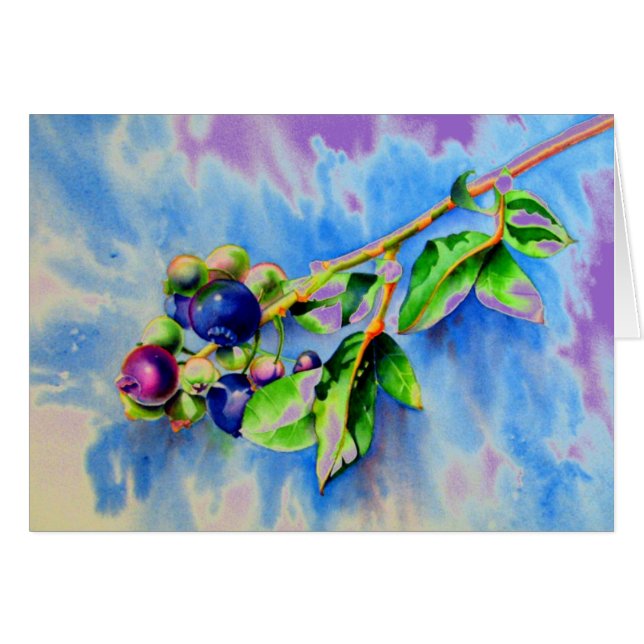 Elegant blueberry watercolor painting (Front Horizontal)