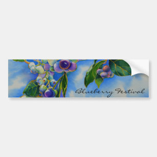 Elegant blueberry watercolor painting bumper sticker