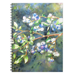 Elegant blueberry watercolor painting notebook