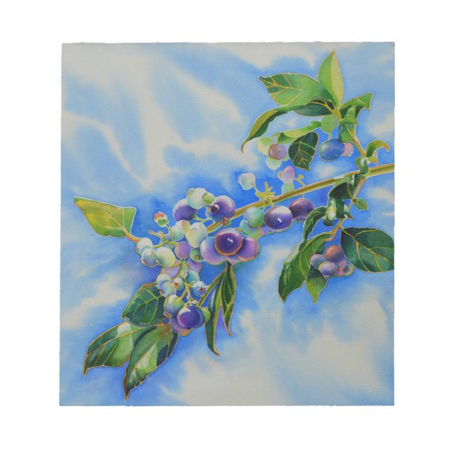 Elegant Blueberry watercolor painting Notepad (Front)