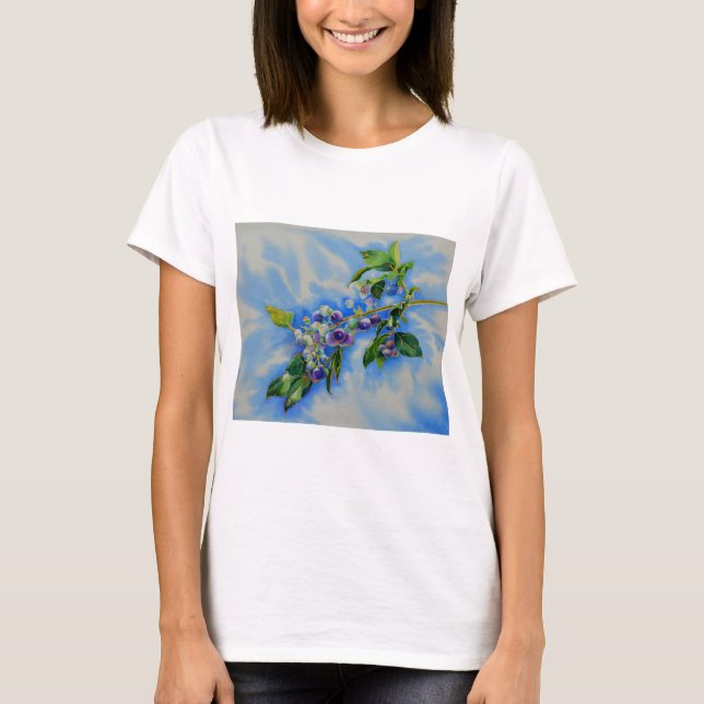 Elegant Blueberry watercolor painting T-Shirt (Front)