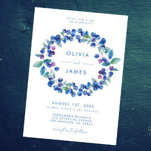 Elegant Blueberry Wedding Invitation