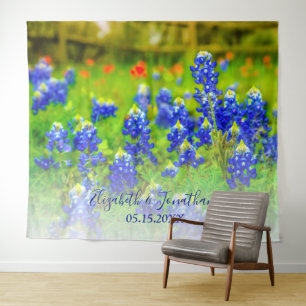 Elegant Bluebonnets Wedding Photo Booth Backdrop Tapestry