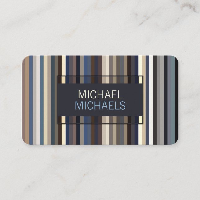 Elegant Blues Striped Pattern Business Card (Front)