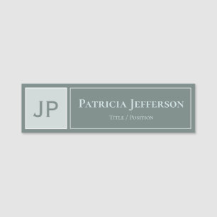 Elegant Bluish Grey 2 Tones Pastel Colours Monogra Name Tag