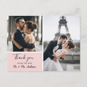 Elegant Blush 2 Photo Collage Thank You Postcard