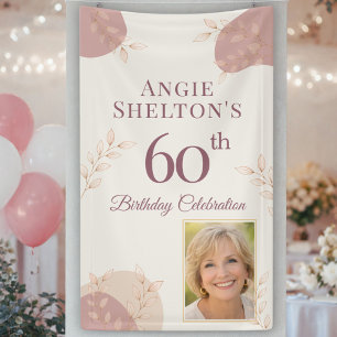 Elegant Blush 60th Birthday Photo Celebration  Banner