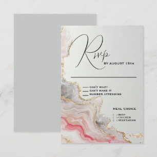Elegant Blush Agate Fluid Ink RSVP Card