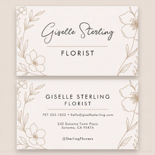 Elegant Blush and Black Botanical Florist Business Card