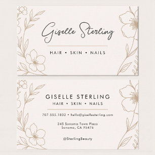 Elegant Blush and Black Botanical Typography Business Card