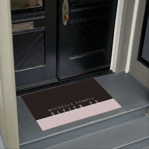 Elegant Blush And Black Modern Professional Luxury Doormat