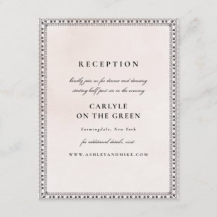 Elegant Blush and Black Watercolor Lace Reception Enclosure Card