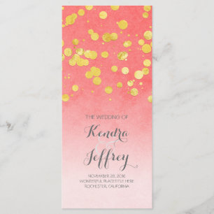 Elegant Blush and Gold Confetti Wedding Programs Programme