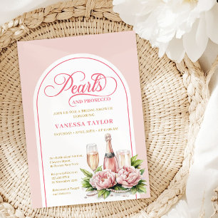 Elegant Blush and Gold Pearls Bridal Shower Card