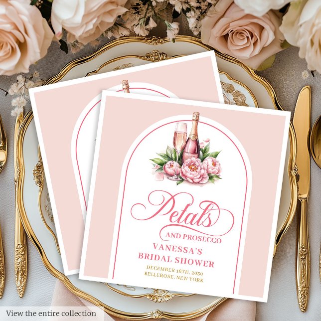 Elegant Blush and Gold Petals and Prosecco Napkins (Elegant Blush and Gold Petals and Prosecco Napkin)