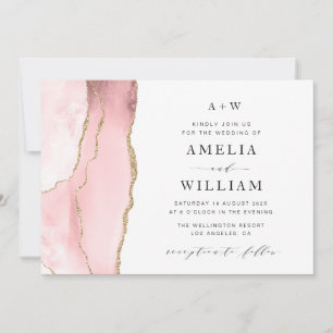 elegant blush and gold wedding invitation