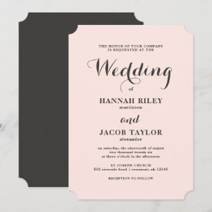 Elegant Blush and Gray Wedding Invitation