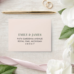 Elegant Blush and Green Floral Greenery Wedding Envelope
