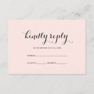 Elegant Blush and Grey Wedding RSVP Card