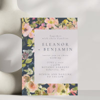 Elegant Blush and Navy Watercolor Floral Wedding