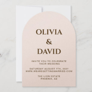 Elegant Blush Arch Wedding Invitation   Champagne