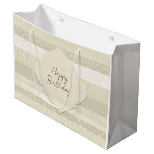 Elegant Blush Beige Geometric Pattern Large Gift Bag