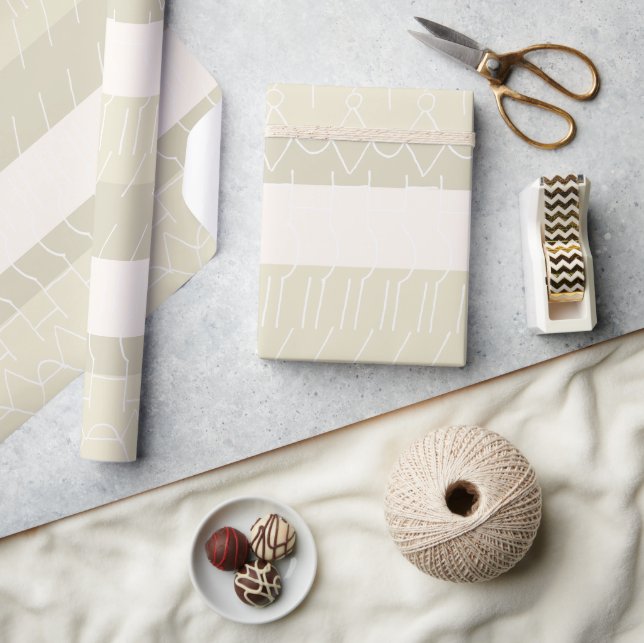 Elegant Blush Beige Nordic Geometric Pattern Wrapping Paper (Crafts)