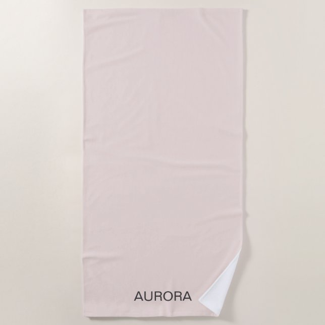 Elegant Blush Beige Personalised Name  Beach Towel (Front)