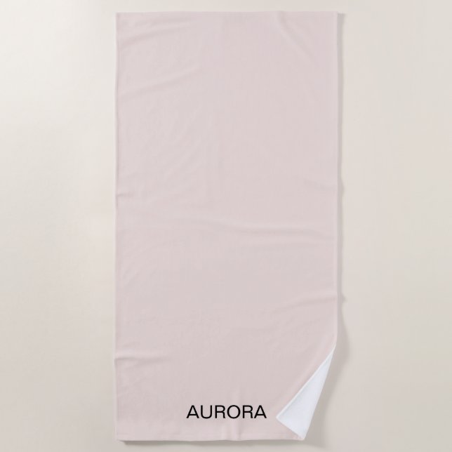 Elegant Blush Beige Personalised Name  Beach Towel (Front)