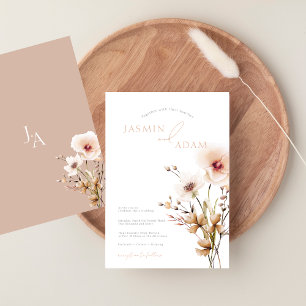 Elegant Blush Beige Wildflower Floral Wedding Invitation