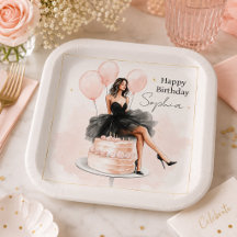 Elegant Blush Birthday Girl Party Plate