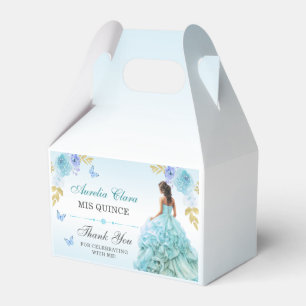 Elegant Blush Blue Floral Quinceañera Birthday  Favour Box
