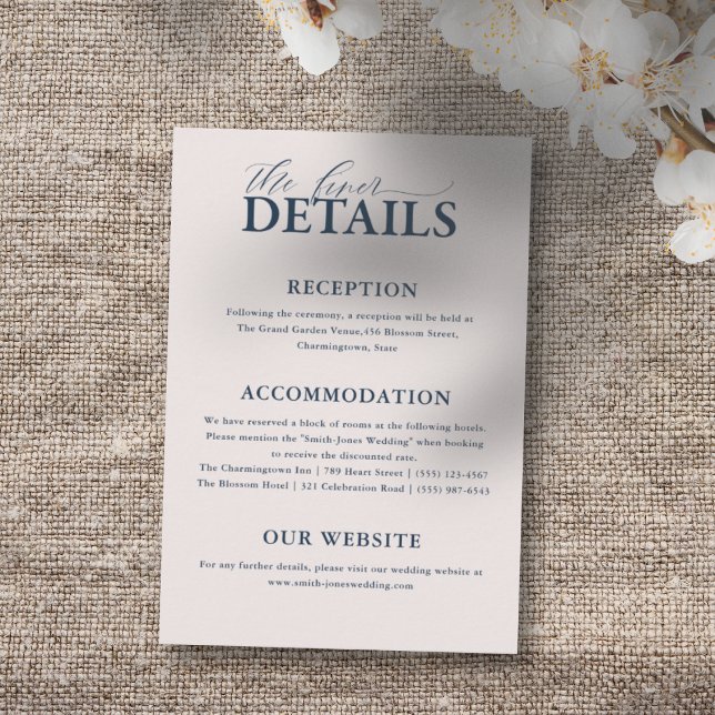 Elegant Blush & Blue Typography Wedding Details Enclosure Card (Creator Uploaded)